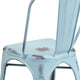 Green-Blue |#| Distressed Green-Blue Metal Indoor-Outdoor Stackable Chair - Kitchen Furniture