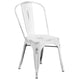 White |#| Distressed White Metal Indoor-Outdoor Stackable Chair - Kitchen Furniture