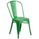 Green |#| Distressed Green Metal Indoor-Outdoor Stackable Chair - Kitchen Furniture