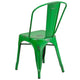 Green |#| Distressed Green Metal Indoor-Outdoor Stackable Chair - Kitchen Furniture