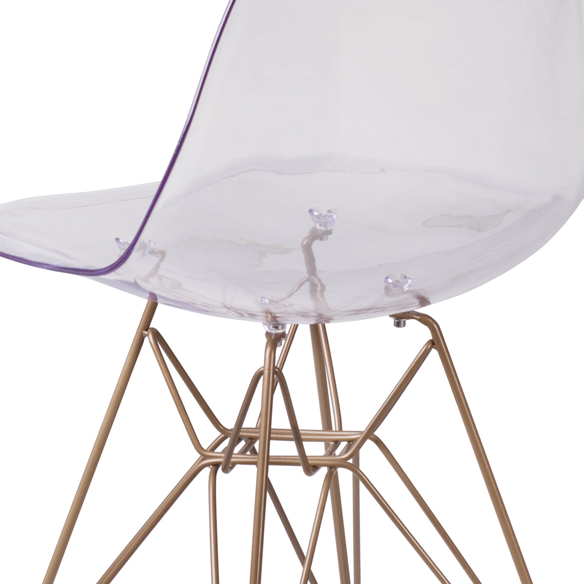 Ghost Chair with Gold Metal Base - Hospitality Seating - Accent and Side Chair