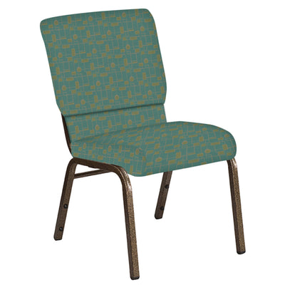 Embroidered 18.5''W Church Chair in Circuit Fabric - Gold Vein Frame - View 1