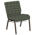 Embroidered 21''W Church Chair in Perplex Fabric with Book Rack - Gold Vein Frame