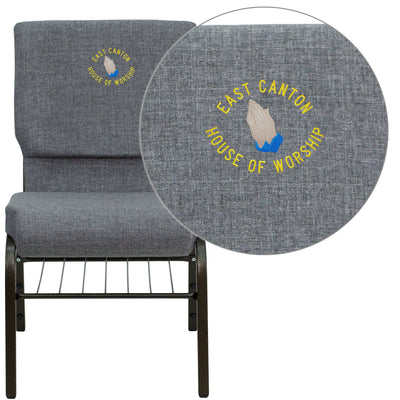 Embroidered HERCULES Series 18.5''W Church Chair with Book Rack