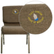Brown Fabric/Gold Vein Frame |#| Embroidered 21inchW Stacking Church Chair in Brown Fabric - Gold Vein Frame