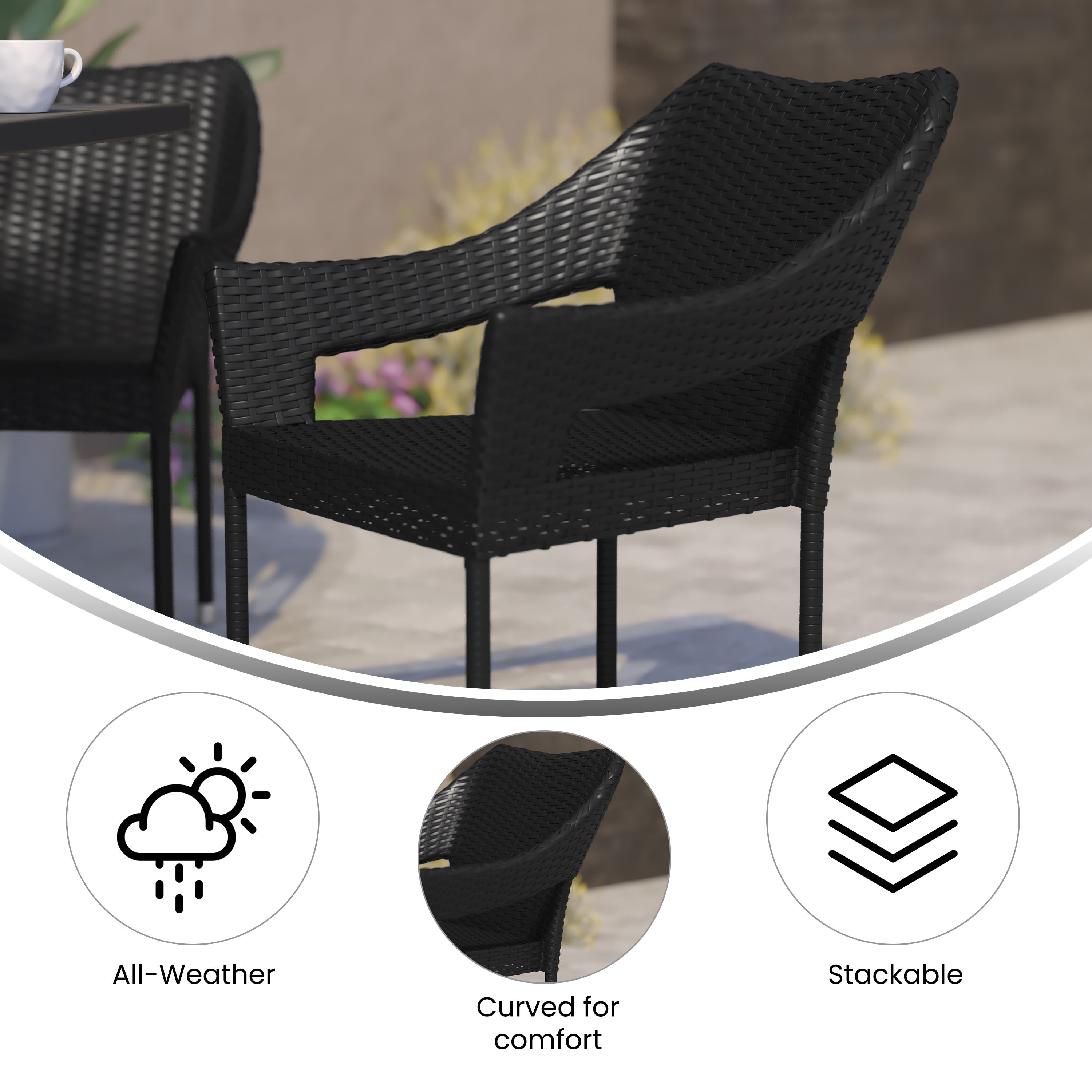 Stackable rattan online patio chairs