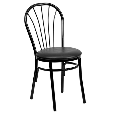 Fan Back Metal Chair with Vinyl Seat - View 1
