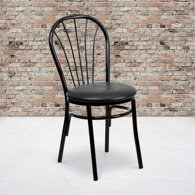 Fan Back Metal Chair with Vinyl Seat - View 2