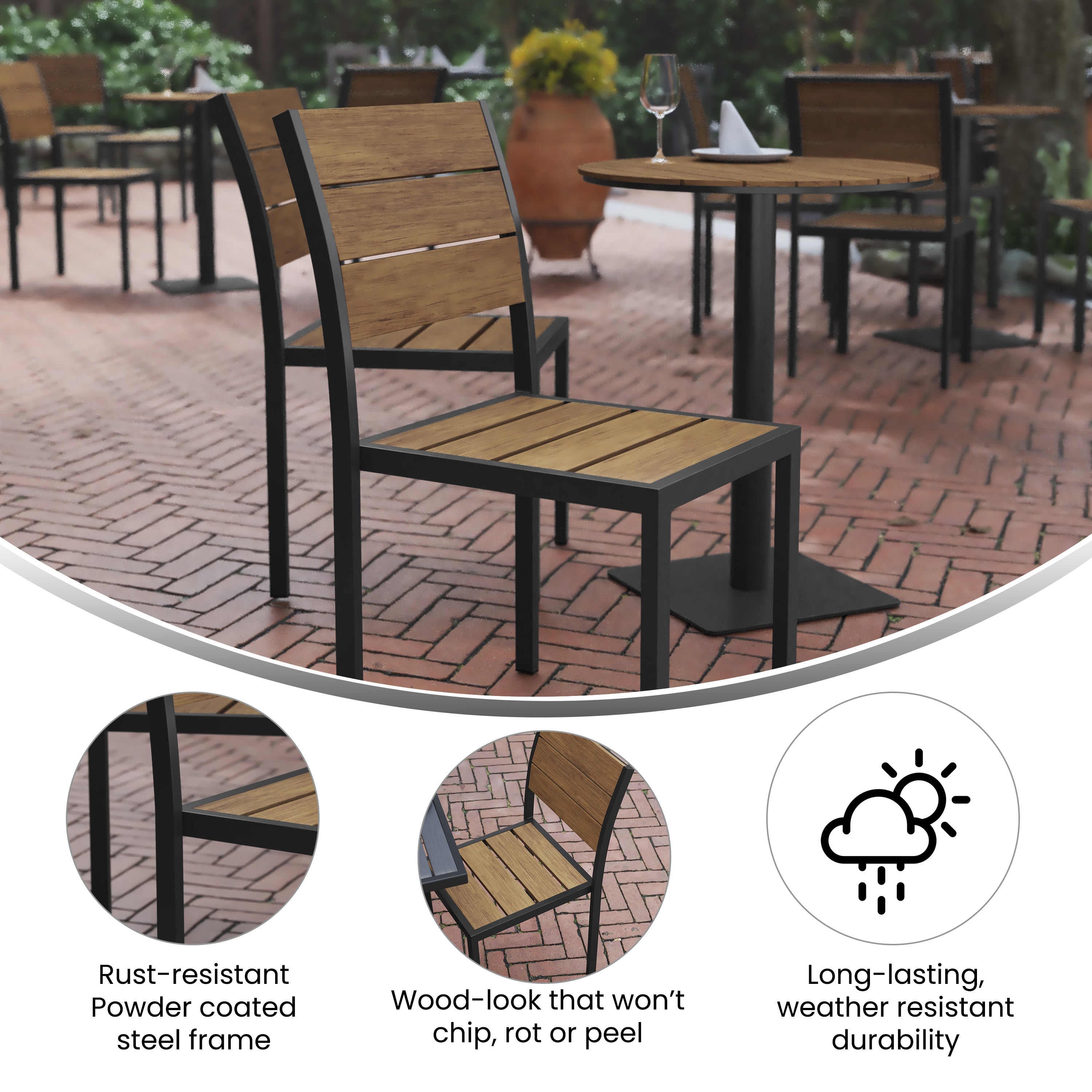 Armless Patio Chair SB CA108 Stack Chairs 4 Less