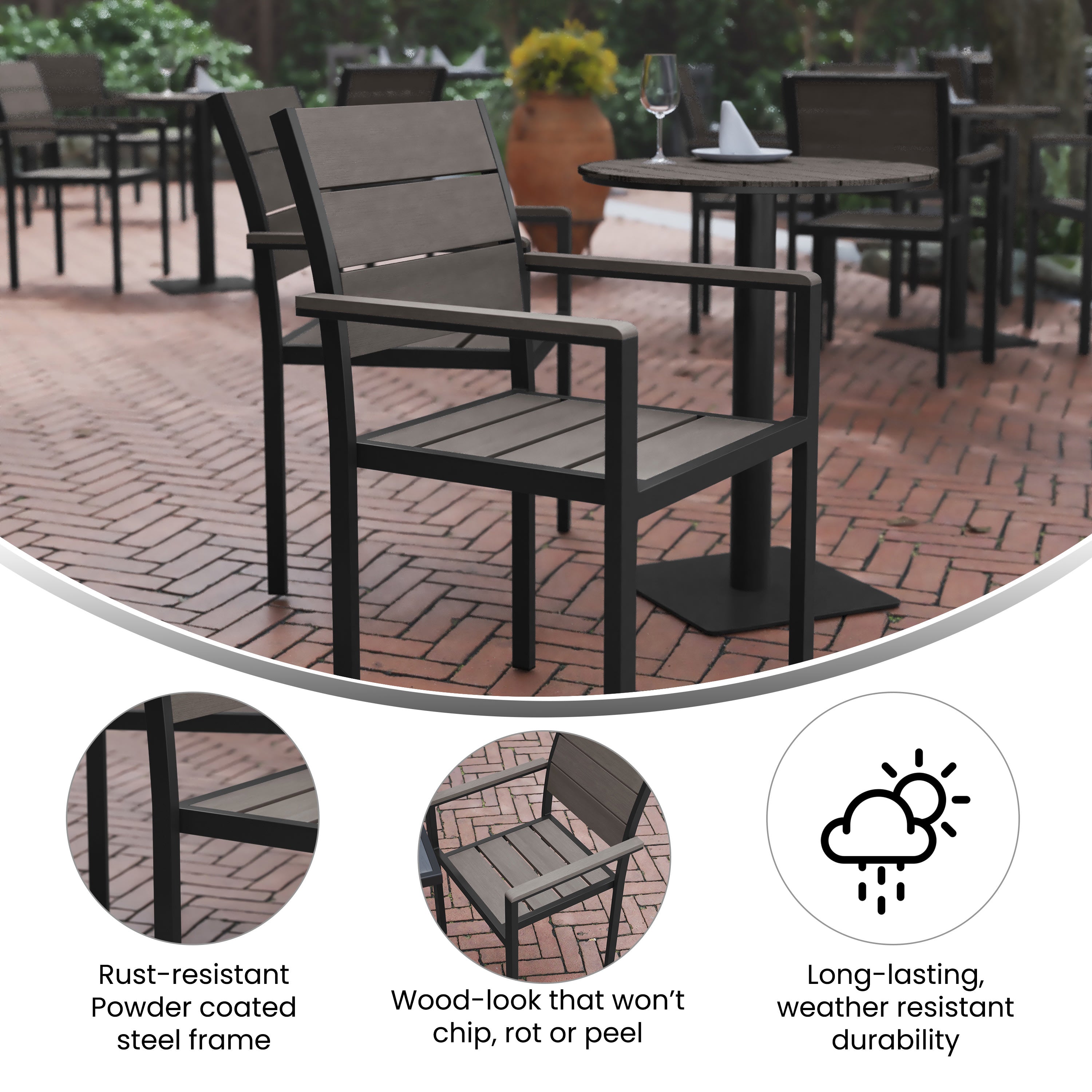 Patio Chair with Arms SB CA108 WA Stack Chairs 4 Less