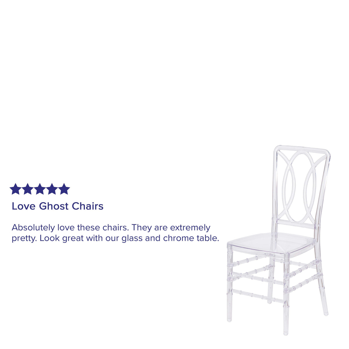Crystal Ice Stacking Chair with Designer Back - Event Stack Chair - UV Resistant