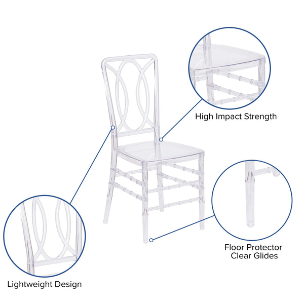 Crystal Ice Stacking Chair with Designer Back - Event Stack Chair - UV Resistant
