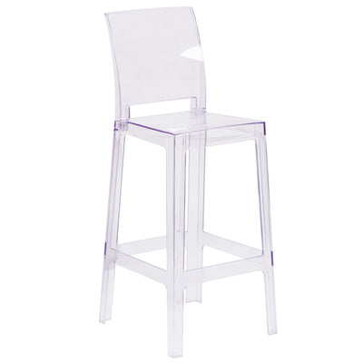 Ghost Barstool in Transparent Crystal with Square Back - View 1