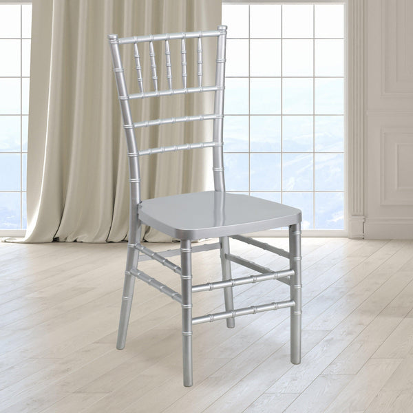 Silver |#| Silver Resin Stackable Chiavari Chair - Banquet and Event Furniture