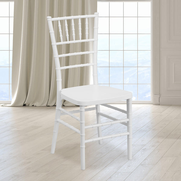 White |#| Matte White Resin Stacking Chiavari Event Chair