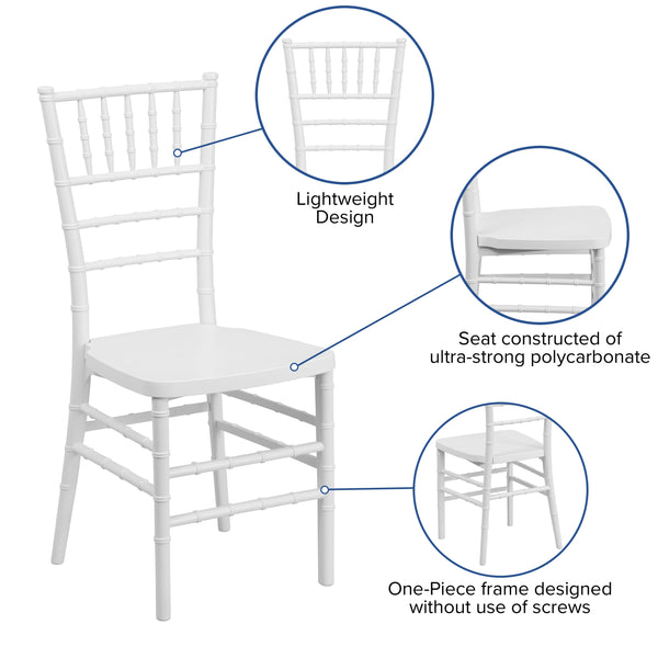 White |#| Matte White Resin Stacking Chiavari Event Chair