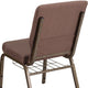 Brown Dot Fabric/Gold Vein Frame |#| 18.5inchW Church Chair in Brown Dot Fabric with Book Rack - Gold Vein Frame
