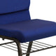 Navy Blue Patterned Fabric/Gold Vein Frame |#| 18.5inchW Church Chair in Navy Blue Patterned Fabric w/ Book Rack - Gold Vein Frame