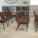 Brown Fabric/Gold Vein Frame |#| 18.5inchW Stacking Church Chair in Brown Fabric - Gold Vein Frame