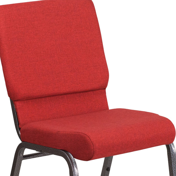 Red Fabric/Silver Vein Frame |#| 18.5inchW Stacking Church Chair in Red Fabric - Silver Vein Frame