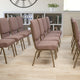 Brown Dot Fabric/Gold Vein Frame |#| 18.5inchW Stacking Church Chair in Brown Dot Fabric - Gold Vein Frame