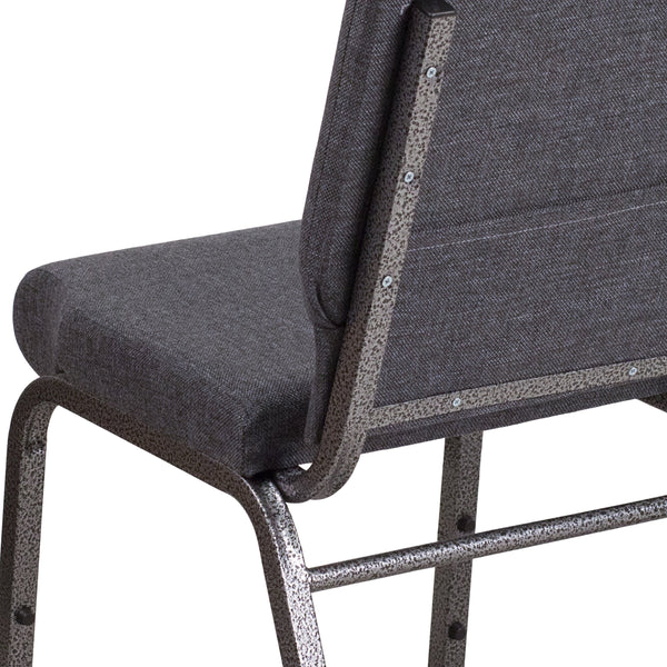 Dark Gray Fabric/Silver Vein Frame |#| 18.5inchW Stacking Church Chair in Dark Gray Fabric - Silver Vein Frame