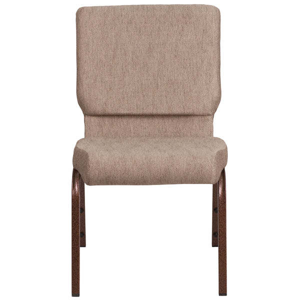 Beige Fabric/Copper Vein Frame |#| 18.5inchW Stacking Church Chair in Beige Fabric - Copper Vein Frame
