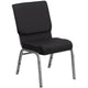 Black Patterned Fabric/Silver Vein Frame |#| 18.5inchW Stacking Church Chair in Black Patterned Fabric - Silver Vein Frame
