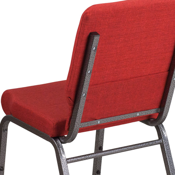 Red Fabric/Silver Vein Frame |#| 18.5inchW Stacking Church Chair in Red Fabric - Silver Vein Frame