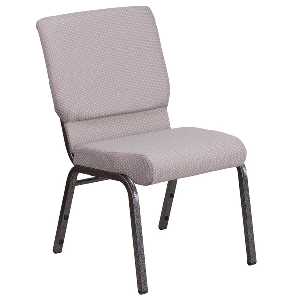 Gray Dot Fabric/Silver Vein Frame |#| 18.5inchW Stacking Church Chair in Gray Dot Fabric - Silver Vein Frame