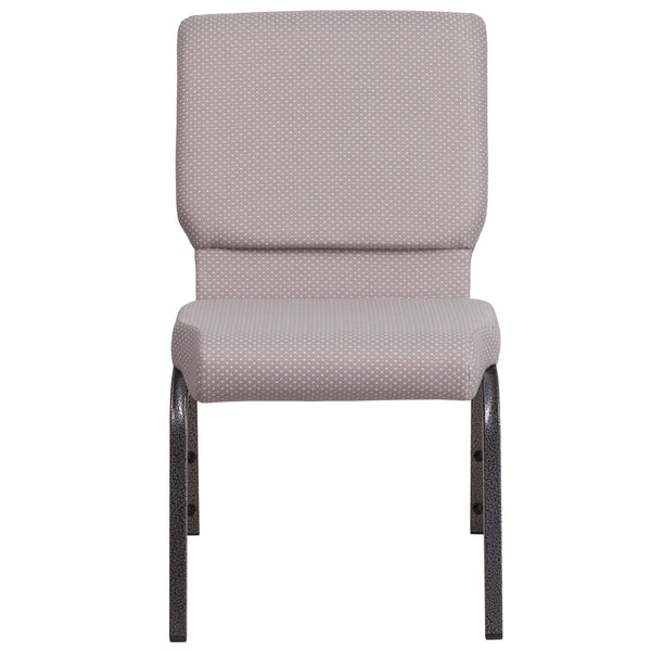 Gray Dot Fabric/Silver Vein Frame |#| 18.5inchW Stacking Church Chair in Gray Dot Fabric - Silver Vein Frame
