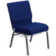 Navy Blue Fabric/Silver Vein Frame |#| 21inchW Church Chair in Navy Blue Fabric with Cup Book Rack - Silver Vein Frame