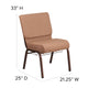 Caramel Fabric/Copper Vein Frame |#| 21inchW Church Chair in Caramel Fabric with Cup Book Rack - Copper Vein Frame