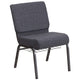 Dark Gray Fabric/Silver Vein Frame |#| 21inchW Church Chair in Dark Gray Fabric with Book Rack - Silver Vein Frame