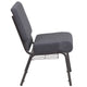 Dark Gray Fabric/Silver Vein Frame |#| 21inchW Church Chair in Dark Gray Fabric with Book Rack - Silver Vein Frame