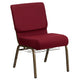 Burgundy Fabric/Gold Vein Frame |#| 21inchW Church Chair in Burgundy Fabric with Cup Book Rack - Gold Vein Frame