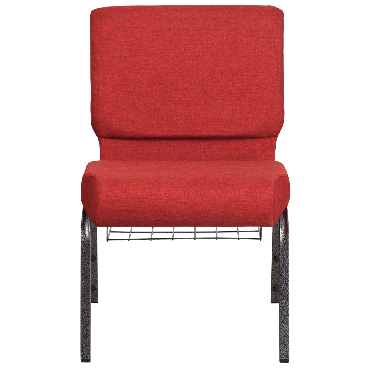 Crimson Fabric/Silver Vein Frame |#| 21inchW Church Chair in Crimson Fabric with Cup Book Rack - Silver Vein Frame