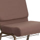 Brown Dot Fabric/Gold Vein Frame |#| 21inchW Church Chair in Brown Dot Fabric with Book Rack - Gold Vein Frame