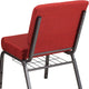 Crimson Fabric/Silver Vein Frame |#| 21inchW Church Chair in Crimson Fabric with Cup Book Rack - Silver Vein Frame