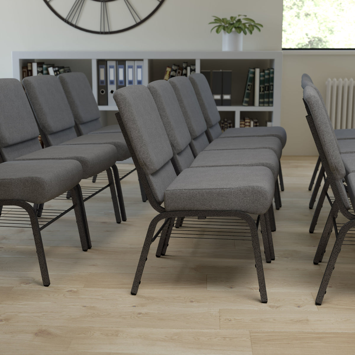 21''W Church Chair-Book Rack XU-CH0221-BAS- – Stack Chairs 4 Less