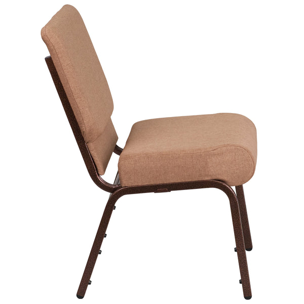 Caramel Fabric/Copper Vein Frame |#| 21inchW Stacking Church Chair in Caramel Fabric - Copper Vein Frame