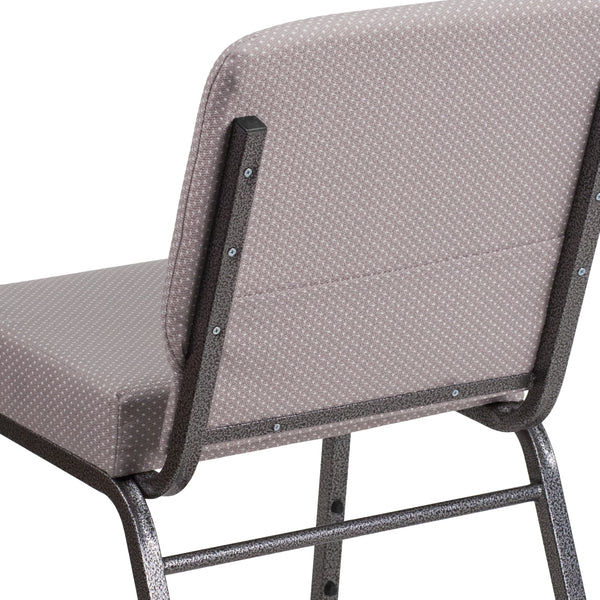 Gray Dot Fabric/Silver Vein Frame |#| 21inchW Church Chair in Gray Dot Fabric - Silver Vein Frame