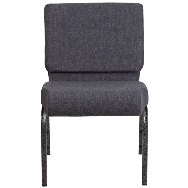 Dark Gray Fabric/Silver Vein Frame |#| 21inchW Church Chair in Dark Gray Fabric - Silver Vein Frame