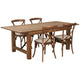 7' x 40inch Rustic Folding Farm Table Set with 4 Cross Back Chairs and Cushions