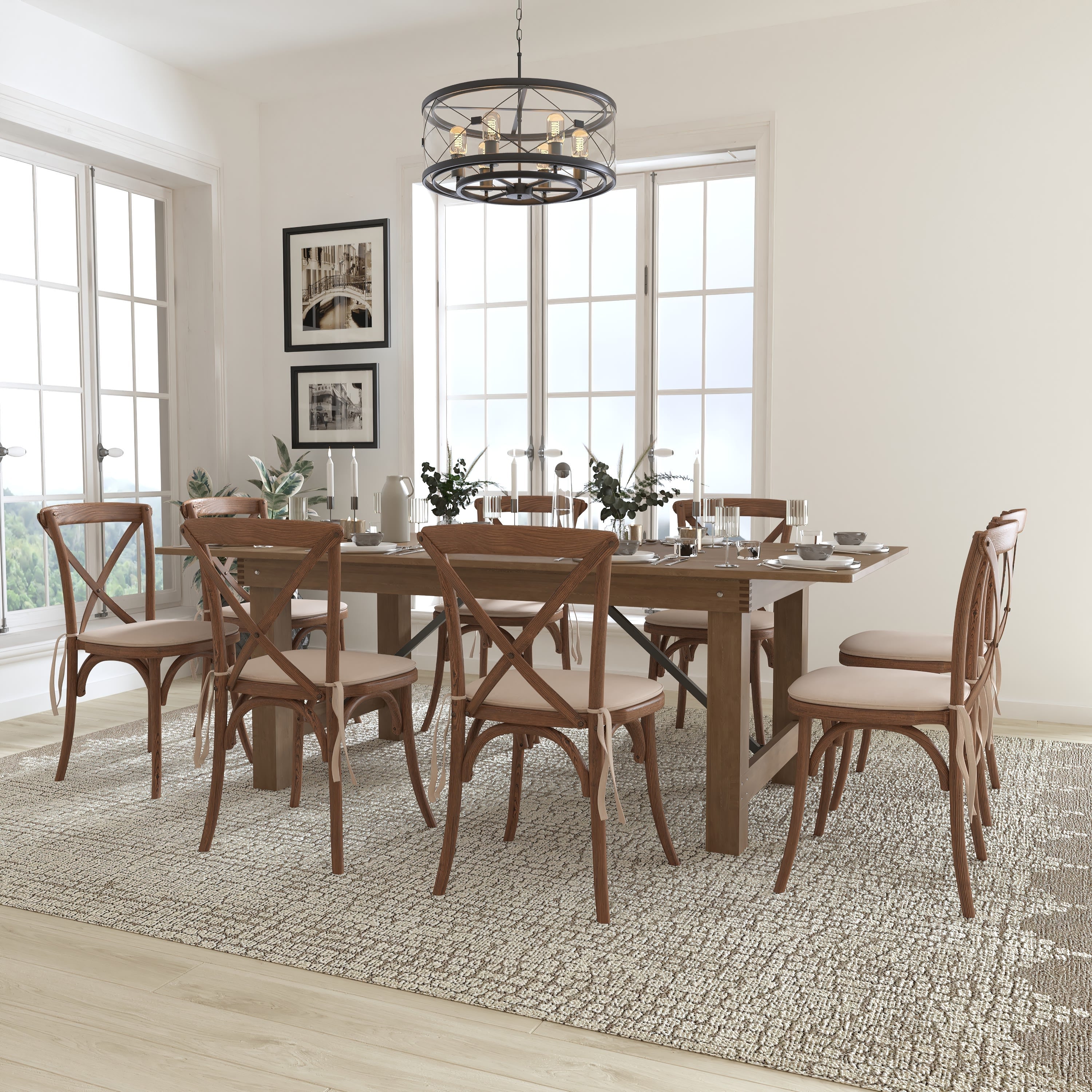 Rustic dining deals table 8 seater