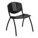 880 lb. Capacity Black Plastic Stack Chair with Oval Cutout Back and Black Frame