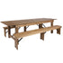 HERCULES Series 9' x 40" Folding Farm Table and Two Bench Set