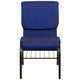 Auditorium Chair - 19inch Seat - Navy Dot Fabric/Gold Vein Frame - Book Rack