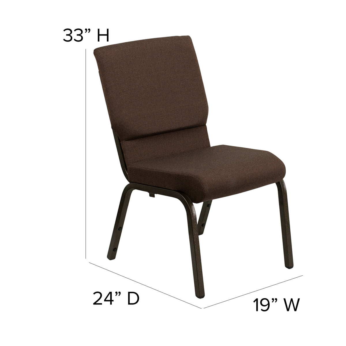 Brown Fabric/Gold Vein Frame |#| Stacking Auditorium Chair with 19inch Seat - Brown Fabric/Gold Vein Frame