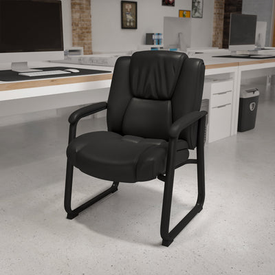 HERCULES Series Big & Tall 500 lb. Rated LeatherSoft Tufted Executive Side Reception Chair with Sled Base